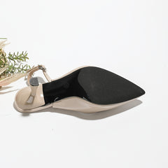 Women's Patent Leather Slingback High Heels Buckle Sandals