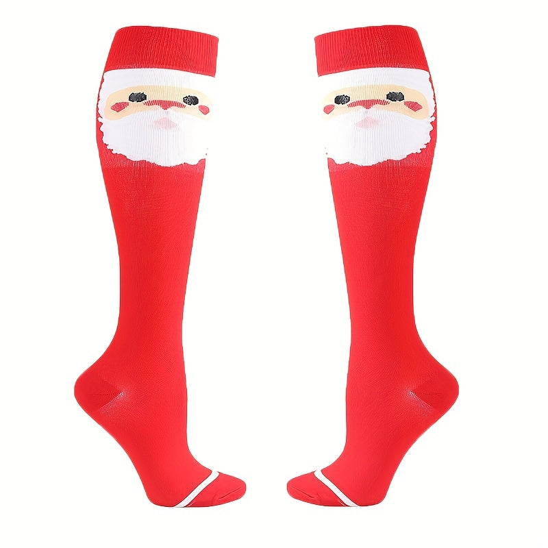 6 Pairs Christmas Compression Socks - 20-30mmHg Support - Men & Women