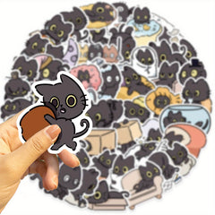 50pcs Cat Cartoon Stickers for Luggage Guitar Skateboard, Fun Vinyl Decoration