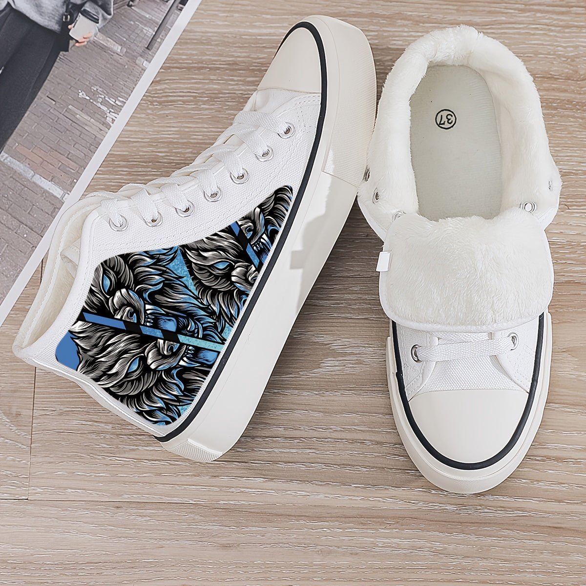 Animal Print Plush Lined Chunky Sneakers