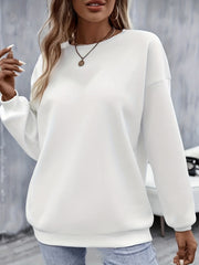 Women's Solid Crew Neck Sweatshirt for Spring & Fall