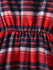 Girls Red Plaid Pleated Dress for Christmas