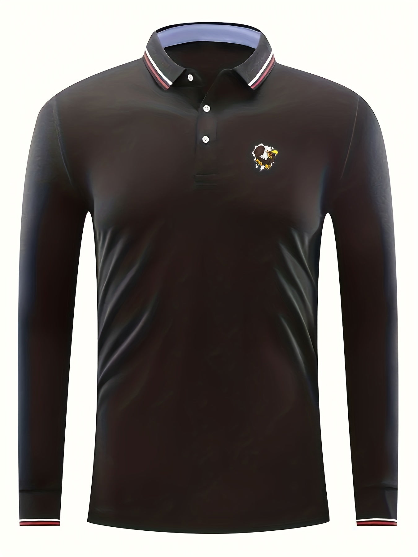 Eagle Print Men's Casual Button Up Lightweight Polo Shirt
