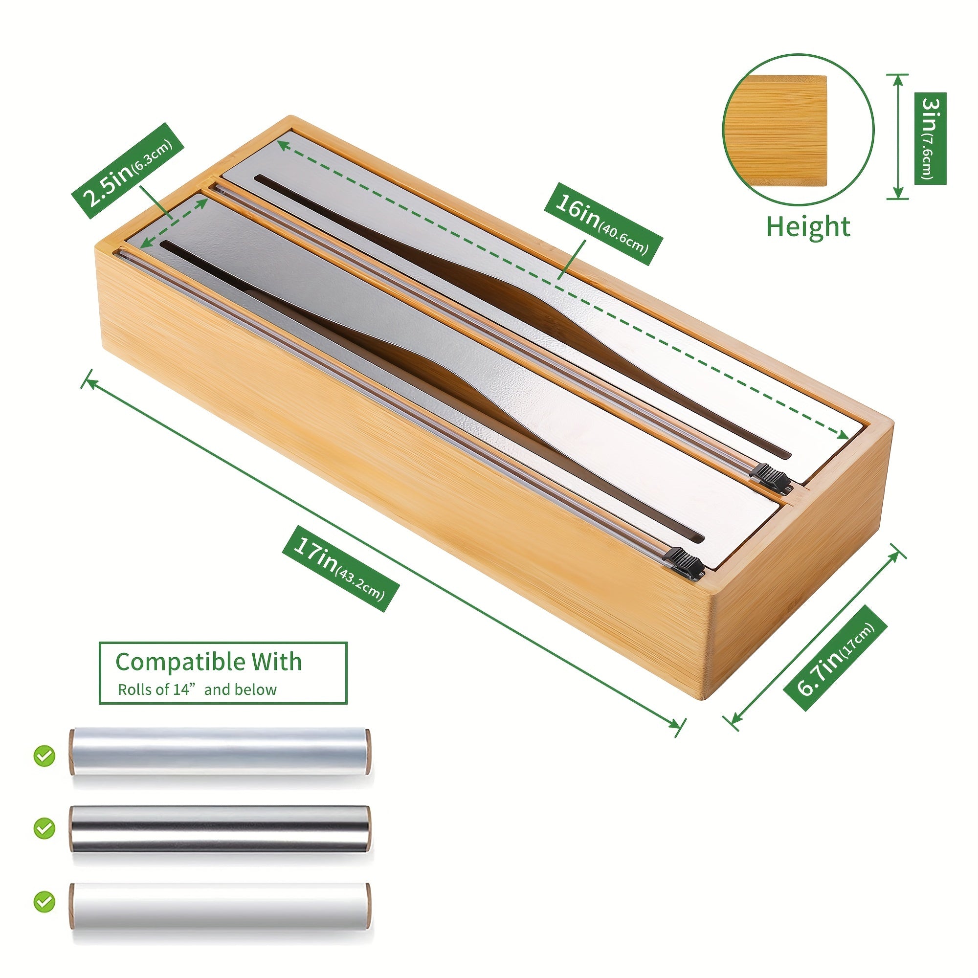 2-in-1 Foil & Plastic Wrap Organizer with Bamboo Holder