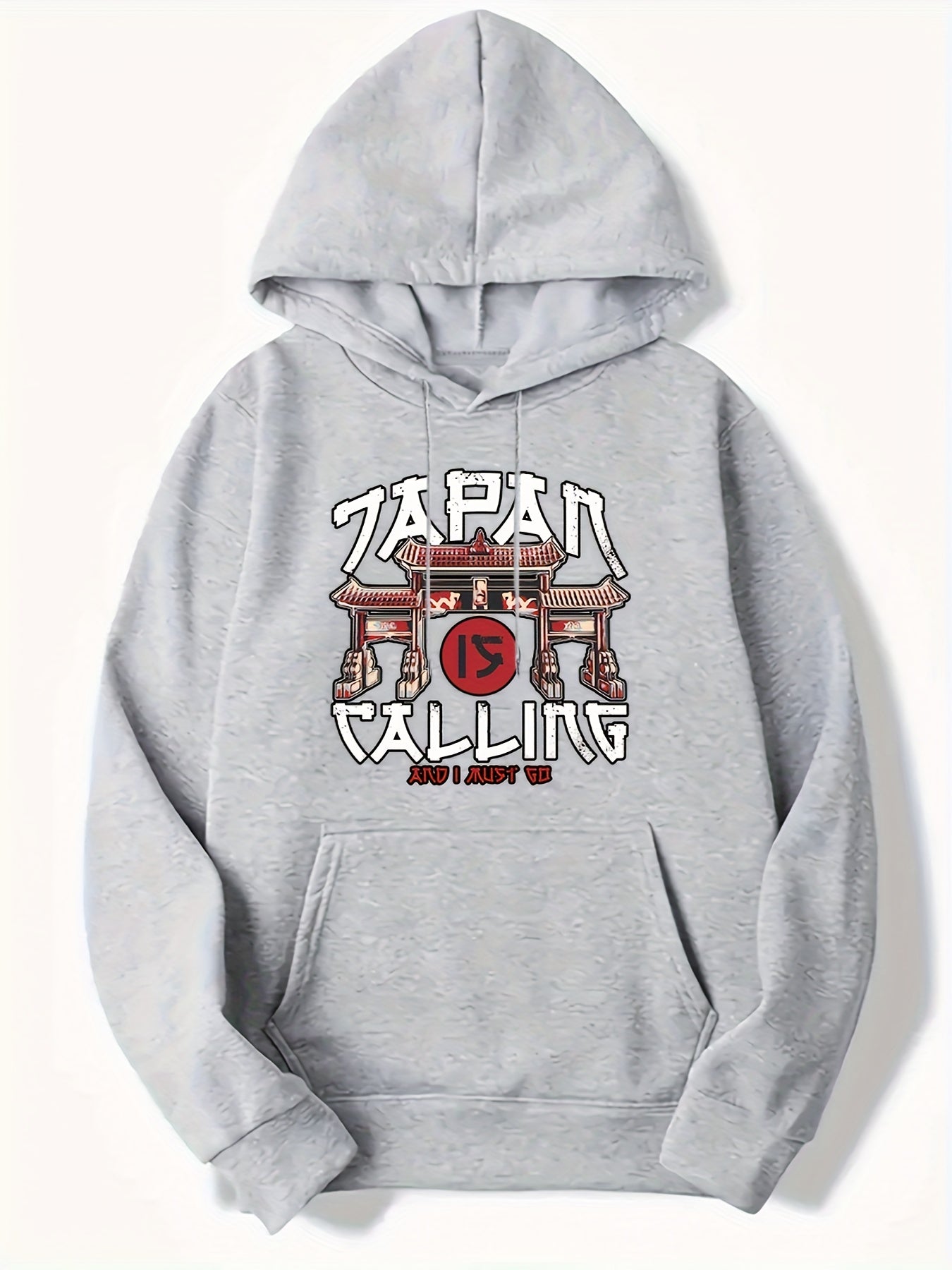 Japanese Architecture Print Men's Hooded Sweatshirt for Autumn Winter