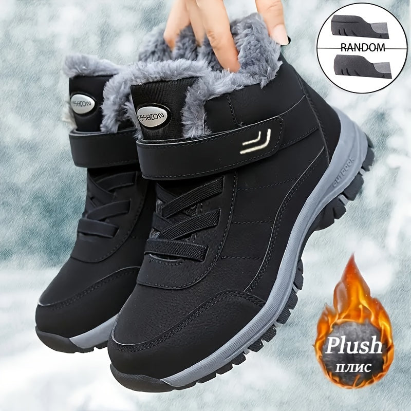 Girl's Solid Snow Boots Cozy Ankle Boots Plush Outdoor Hiking Shoes