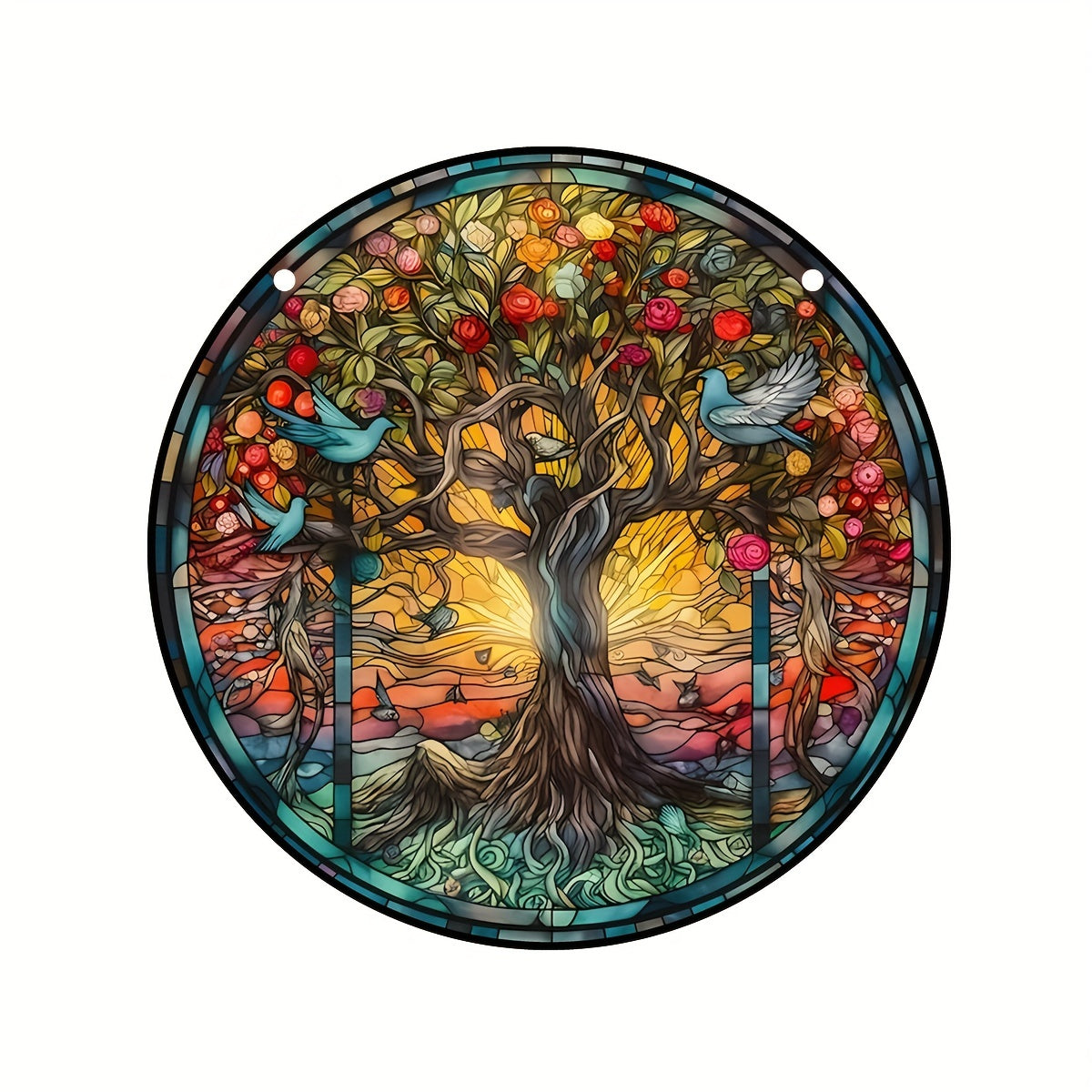 Tree Of Life Window Sunshade Colorful Plastic Thanksgiving Decor