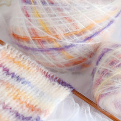 Ball of Colorful Streamer Jet Wool Yarn Dot Mohair for DIY Hand Woven Clothes