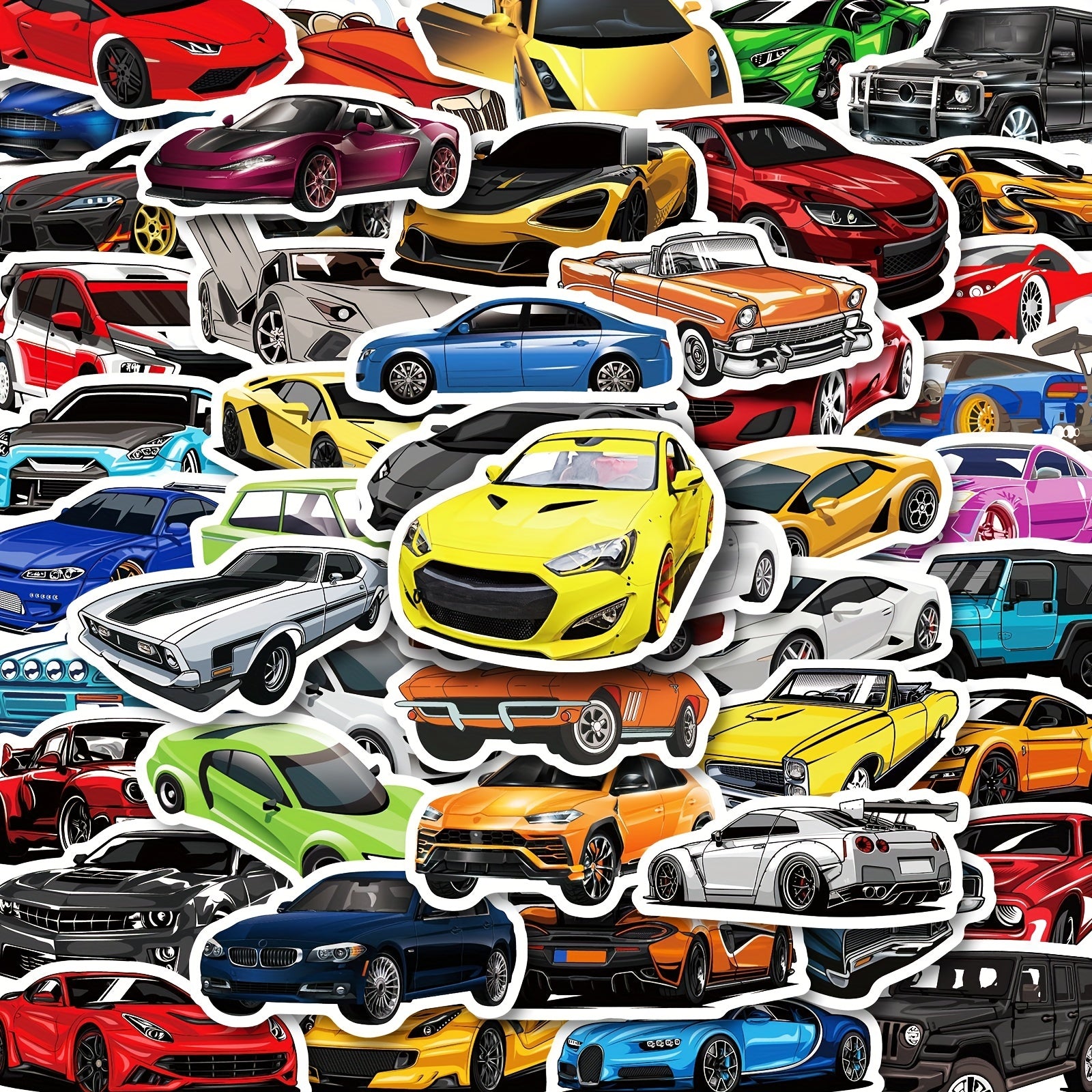 50pcs Sports Car Racing Waterproof Stickers for Water Bottle Laptop Decal