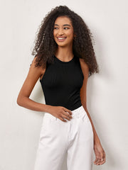 Ribbed Sports Tank Top Round Neck Sleeveless Women's Tops