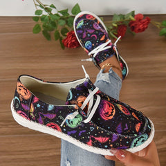 Colorful Pumpkin Print Slip-On Sneakers Lightweight Shoes