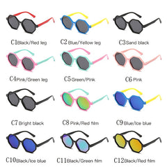 Kids Polarized Sunglasses Round Hexagon Frame TR90 UV400