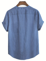 Men's Short Sleeve Shirt with Chest Pocket for Summer