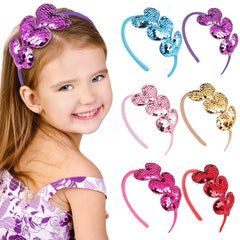Baby Girls Glitter Sequin Heart Headband Hair Hoops