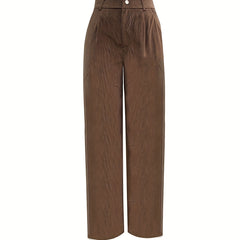 Corduroy Straight Button Front Pants for Women