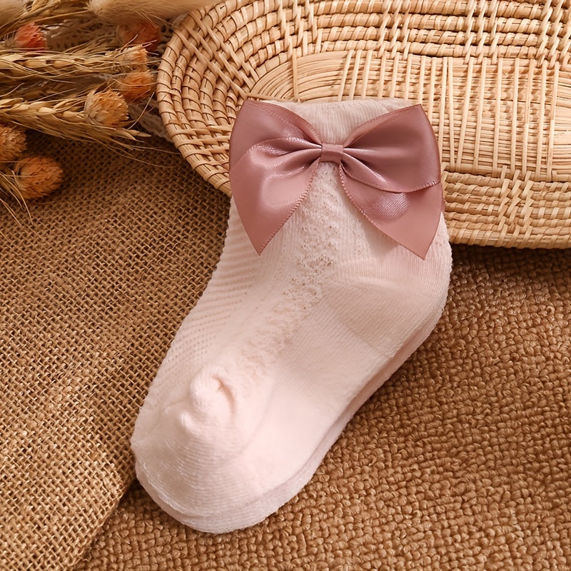 4Pairs Baby Girls Kids Mesh Breathable Soft Socks Bowknot Sweet Children's Socks