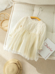 Toddler Lace Princess Dress Mesh Patchwork Long Sleeve