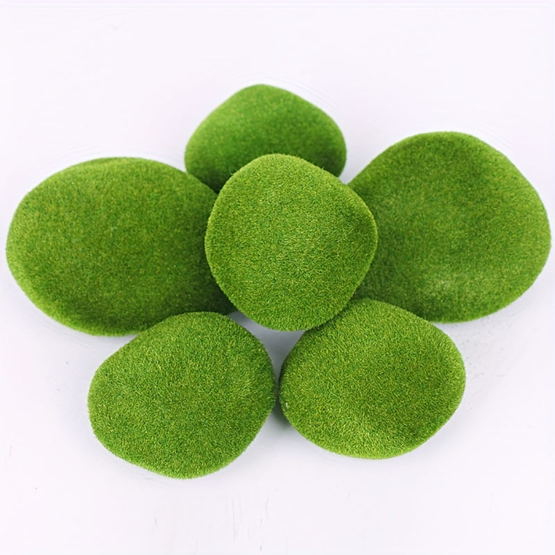 6pcs False Moss Green Stone Bonsai Decoration