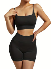 2pcs Yoga Set Sports Bra & Butt Lift Shorts Women's Activewear