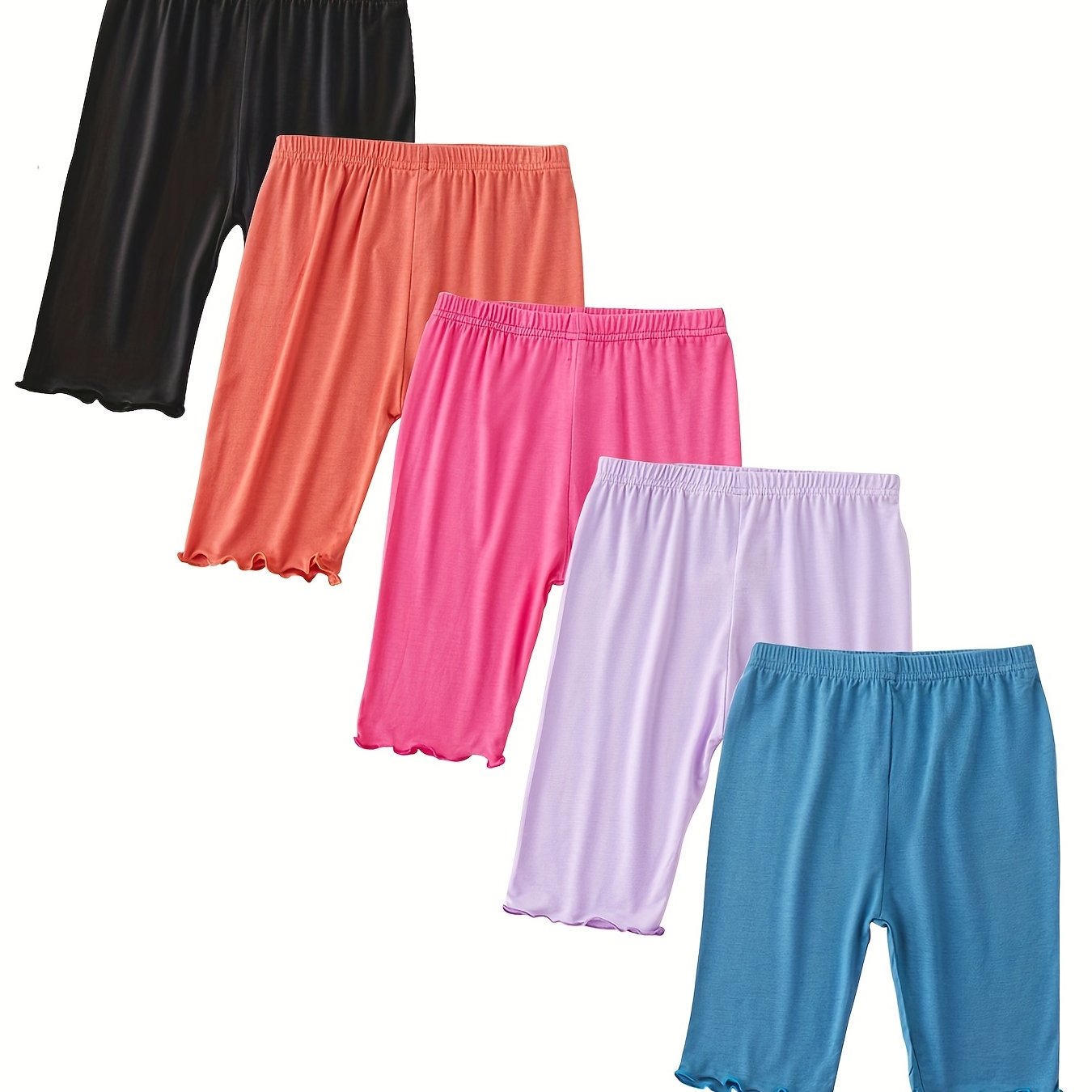 5pcs Girls' Modal Dance Shorts Fringe Stretch Sports Bottoming Shorts
