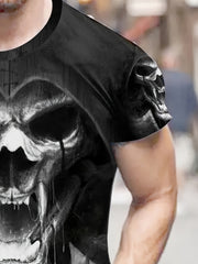 Skull 3D Print Men's Short Sleeve T-shirt Graphic Tee Summer Clothes