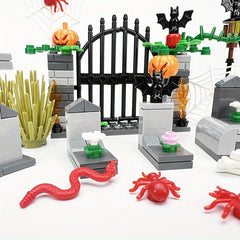 Halloween Building Blocks Tomb Bat Spider Pumpkin Tree Compatible Toy