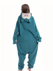 Halloween Lounge Jumpsuit 3D Ears Hooded Button Up Costume
