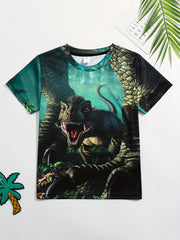 Kid's Dinosaur Graphic T-shirt 3D Print Short Sleeve Tee for Summer