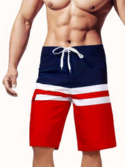 Quick Dry Block Drawstring Men's Swim Trunks Board Shorts