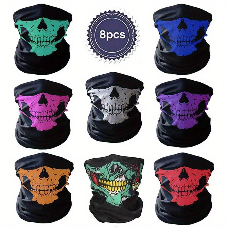 8pcs Halloween Skull Headbands Masks Men Women Sports Balaclava Hats