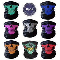 8pcs Halloween Skull Headbands Masks Men Women Sports Balaclava Hats