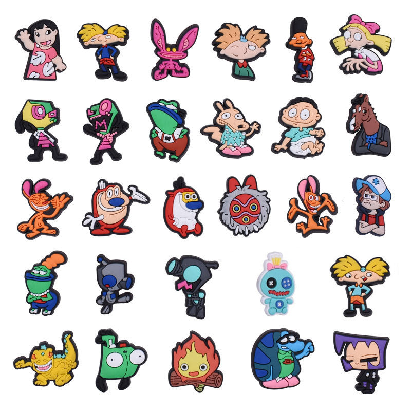 28pcs Cartoon Shoe Charms for Clogs Jigs Slides Sandals PVC Shoe Decorations