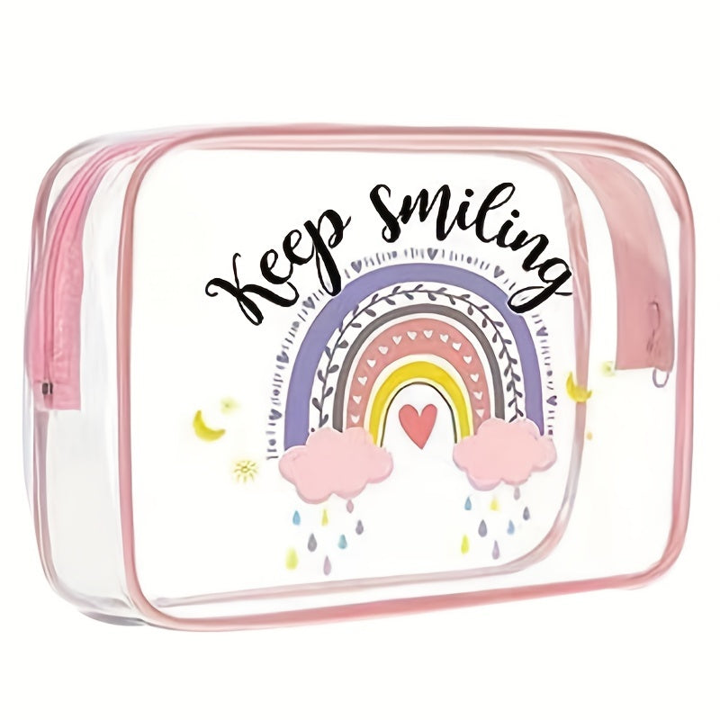 Clear Makeup Bag Rainbow Quotes Waterproof PVC Cosmetic Pouch Graduation Travel