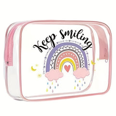 Clear Makeup Bag Rainbow Quotes Waterproof PVC Cosmetic Pouch Graduation Travel