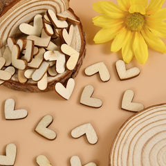 100pcs Wooden Peach Heart Shaped Desktop Decoration Wedding Art Craft