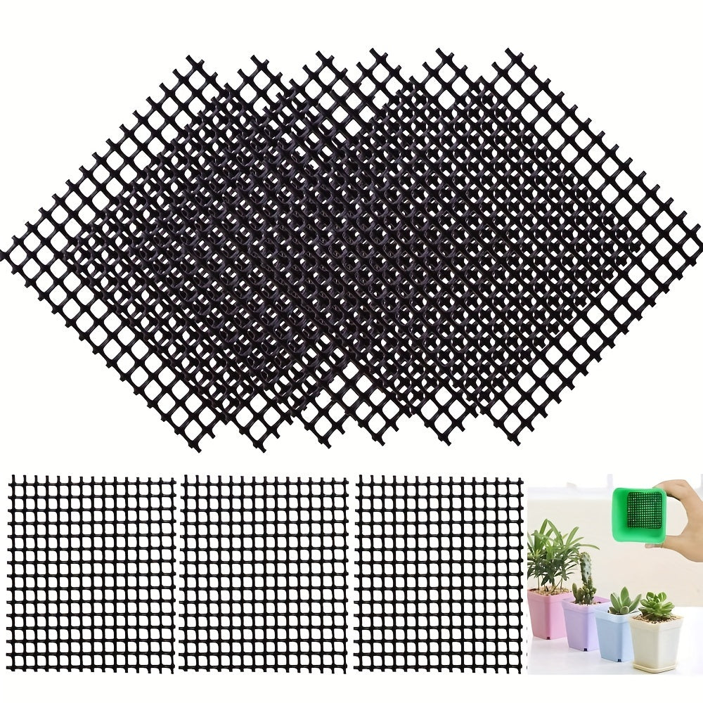 50pcs Plant Pot Mesh Pad Bonsai Pot Bottom Grid Mat Plant Drainage Screens