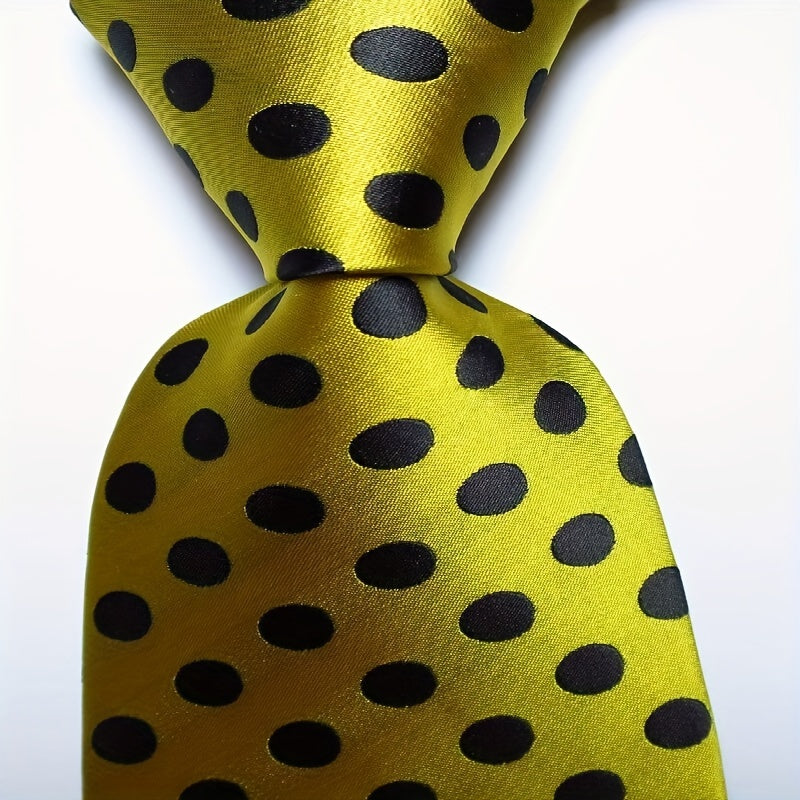 Men's Printed Dot Tie Yellow Orange Flower Tie Business Party Wedding Tie