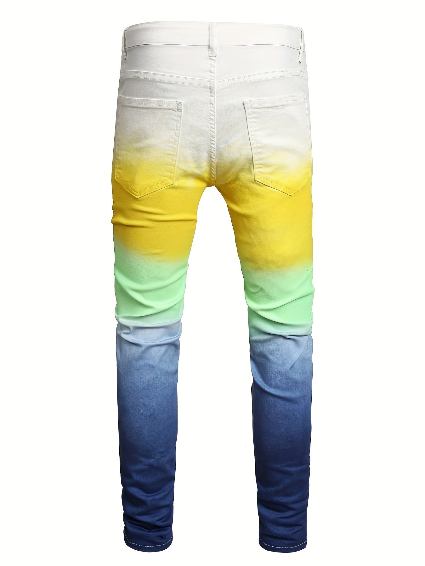 Y2k Block Slim Fit Jeans Men's Casual Vintage Style Mid Stretch Denim Pants