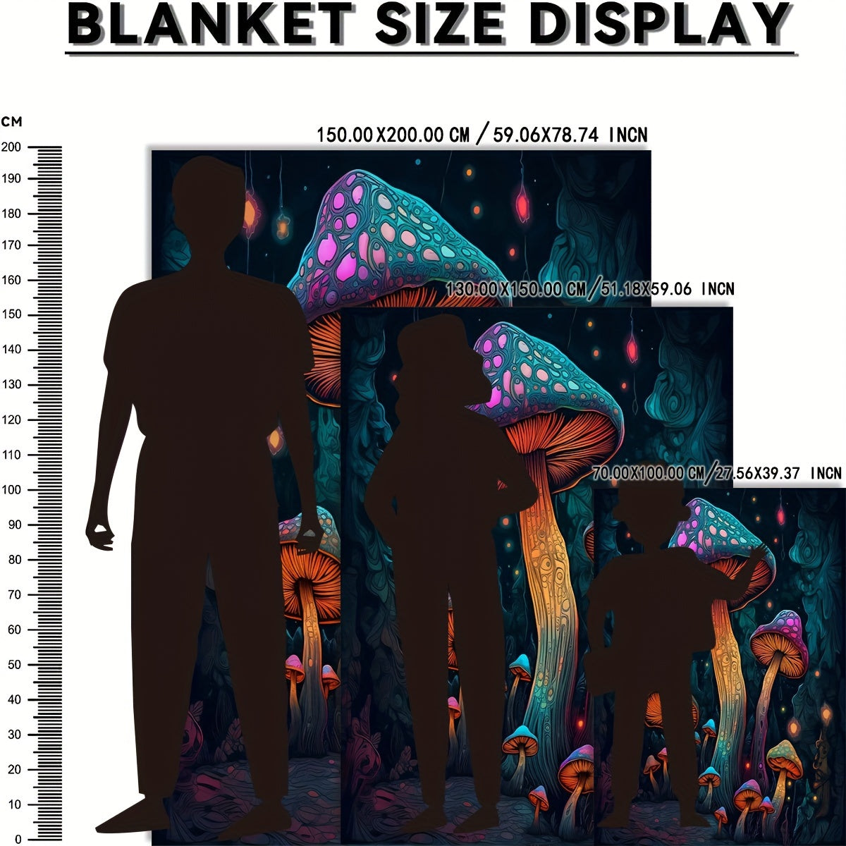 Mushroom Printing Flannel Warm Throw Blanket Outdoor Home