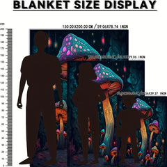 Mushroom Printing Flannel Warm Throw Blanket Outdoor Home