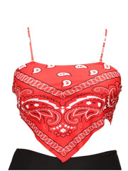 Graphic Print Bikini Bandana Top Women's Plus High Stretch Cami