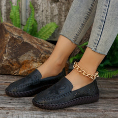 Women's Hollow Out Slip On Embroidered Shoes Lightweight Outdoor Shoes
