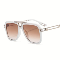 Square Metal Aviator Sunglasses Hollow Out Temple UV400