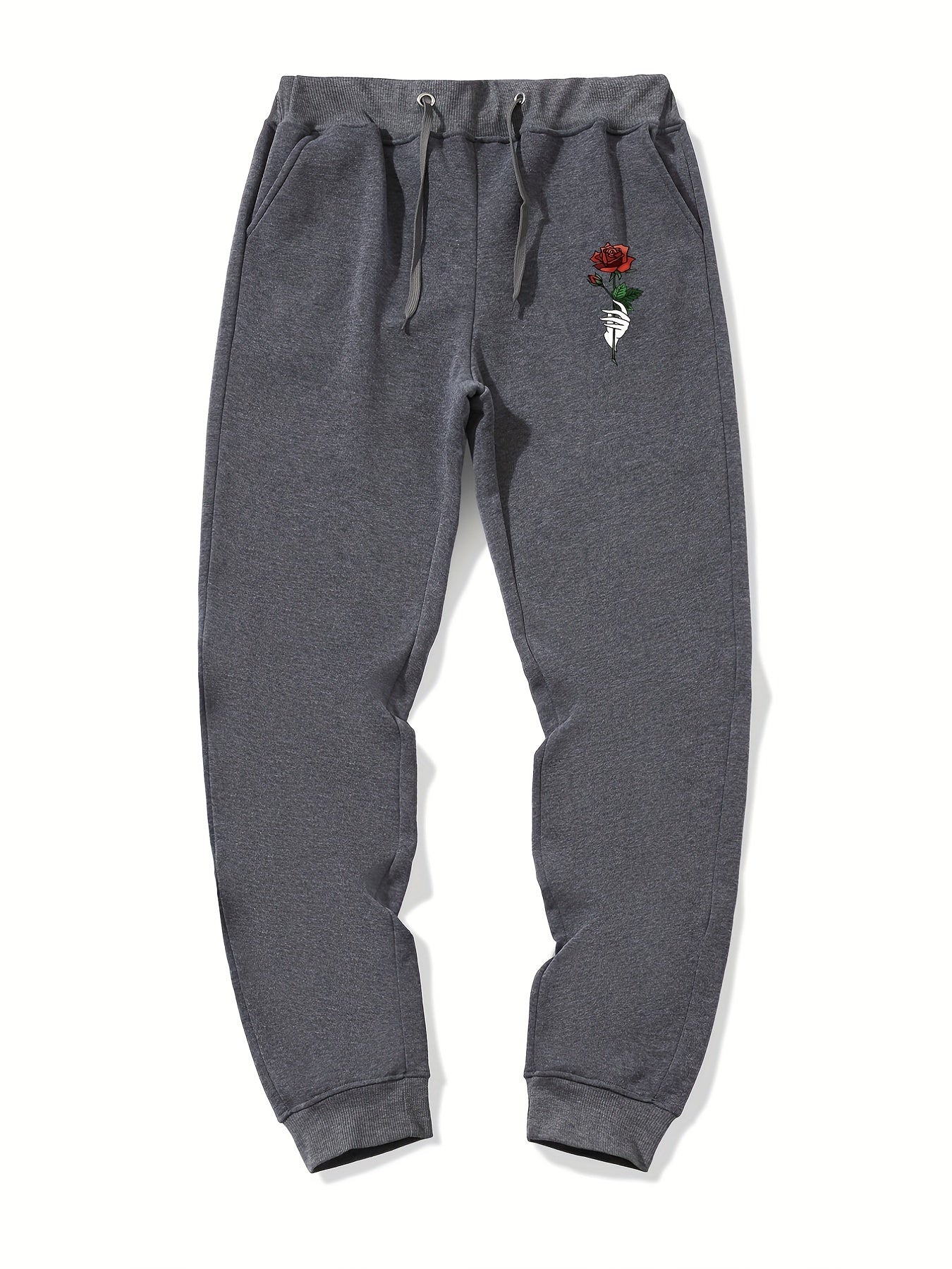 Rose In Hand Graphic Drawstring Joggers Men s Sweatpants