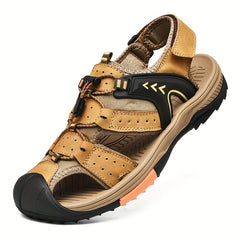 Men's Closed Toe Platform Sandals with Adjustable Hook And Loop Fastener