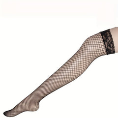Fishnet Thigh High Stockings Lace Trim Over The Knee Socks