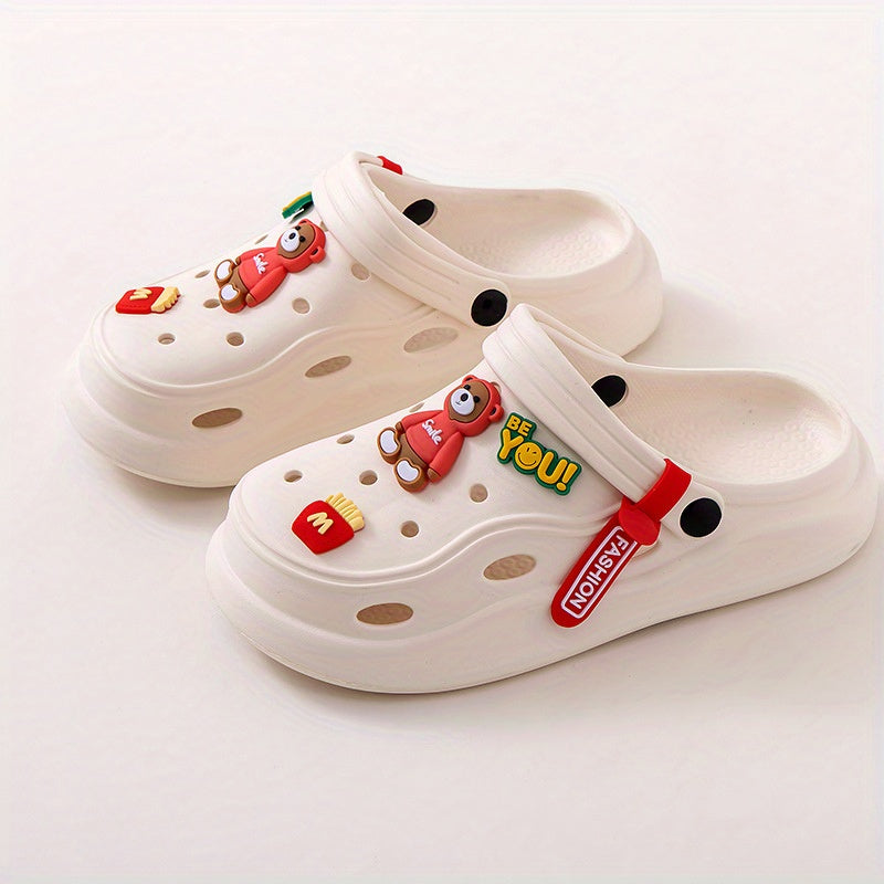 Women's Bear Decor Clogs Platform Slide Sandals