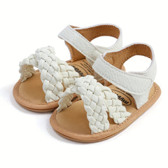 Baby Girls Braided Strap Sandals Hook & Loop Infant Summer Shoes