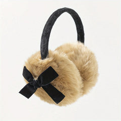 Festive Bow Earmuffs Soft Faux Fur Hand Wash Perfect Fit Suede