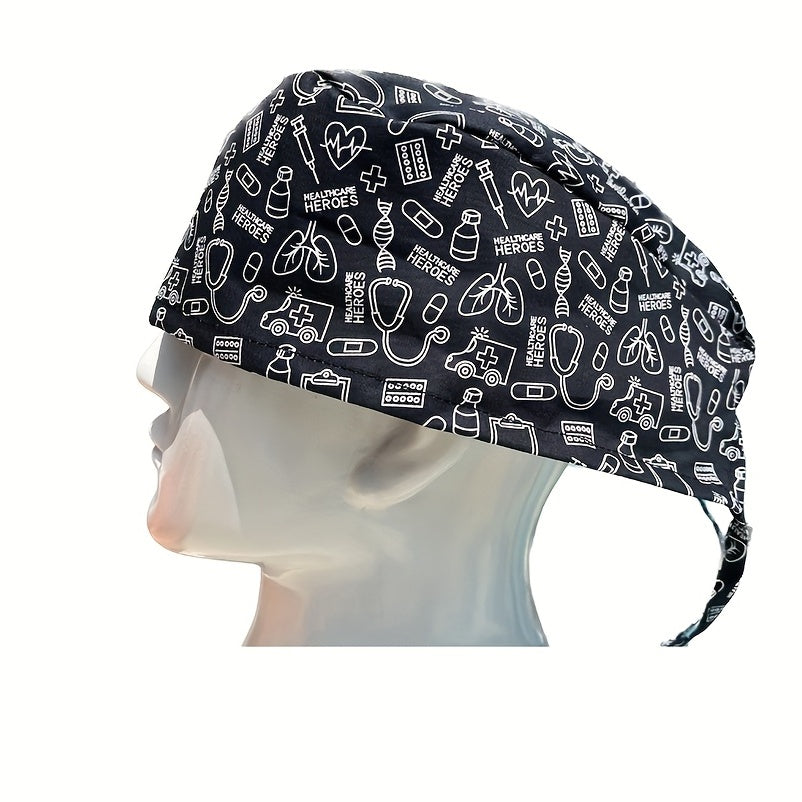 Printed Working Hat Scrub Caps Adjustable Work Cap For Man And Woman